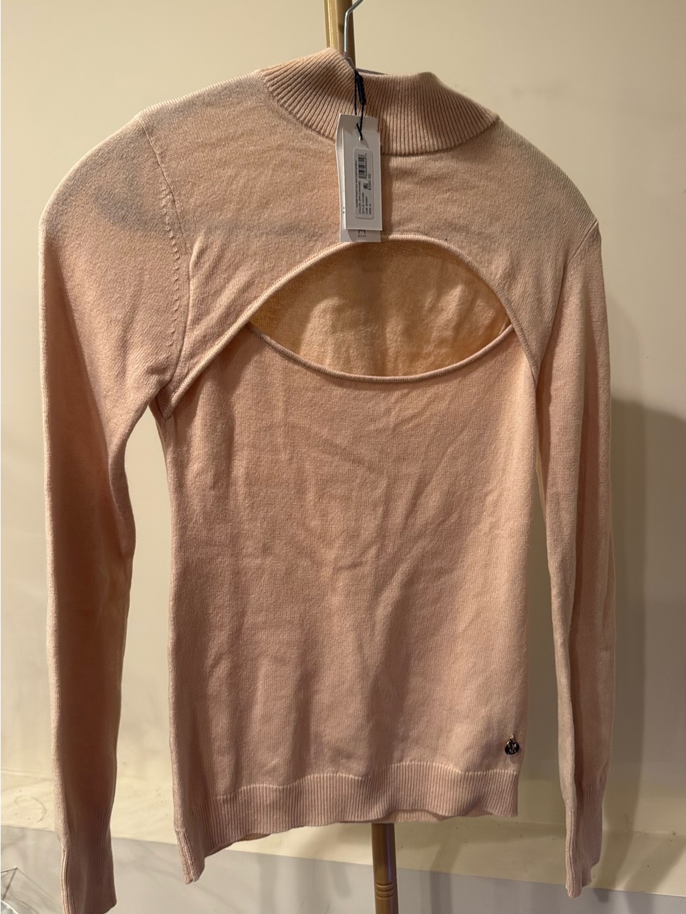 Milly Light nude Women's Cutout front Sweater cashmere and wool